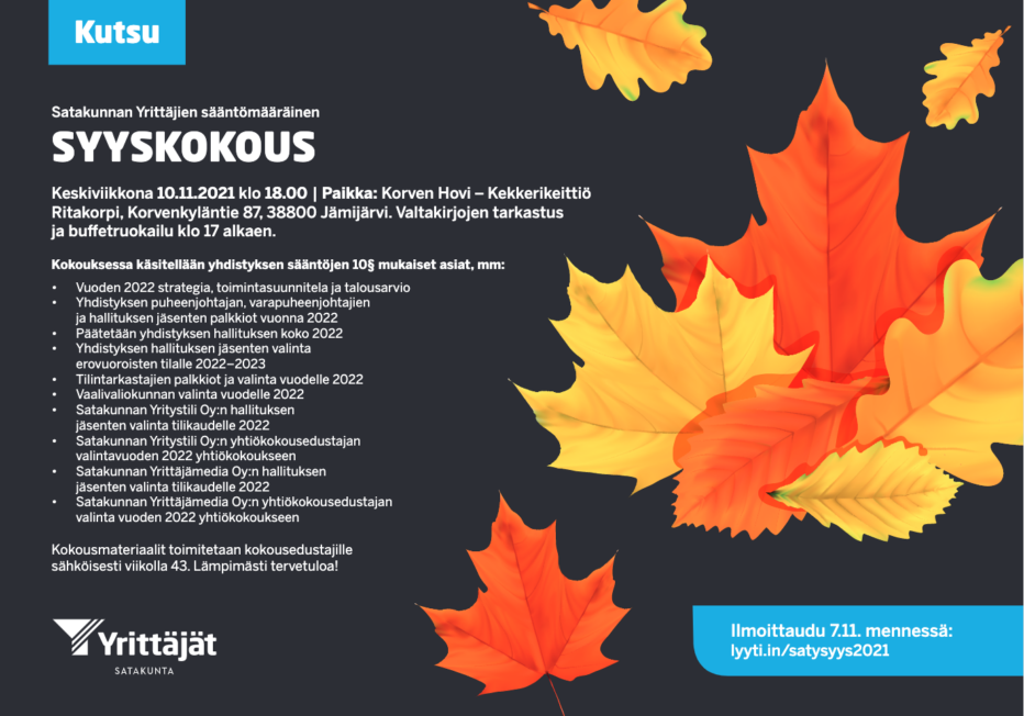 Satakunnan Yrittäjien Syyskokous