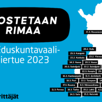Nostetaan rimaa -vaalitapahtumakartta, jossa tapahtumia on ympäri Suomen.