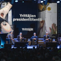 Presidenttiehdokkaat kutsuttiin Poriin Valtakunnallisille yrittäjäpäiville tentattavaksi lokakuussa 2023. Kuva: Jarno Kylmänen / Glad Media