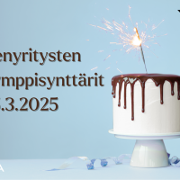 Syntymäpäiväkakku yhdellä sädetikulla koska juhlimme tasakymmeniä täyttäviä yrityksiä