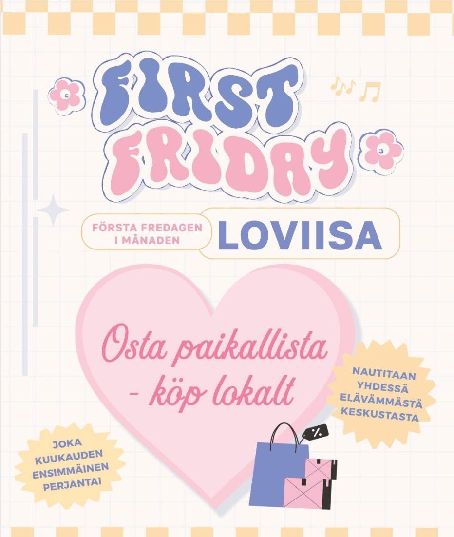 First Friday joka kuukauden ensimmäinen perjantai pidennetyt aukiolot kivijalkakaupoilla
